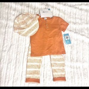 Petit Lem size 12 months 3 piece set in orange